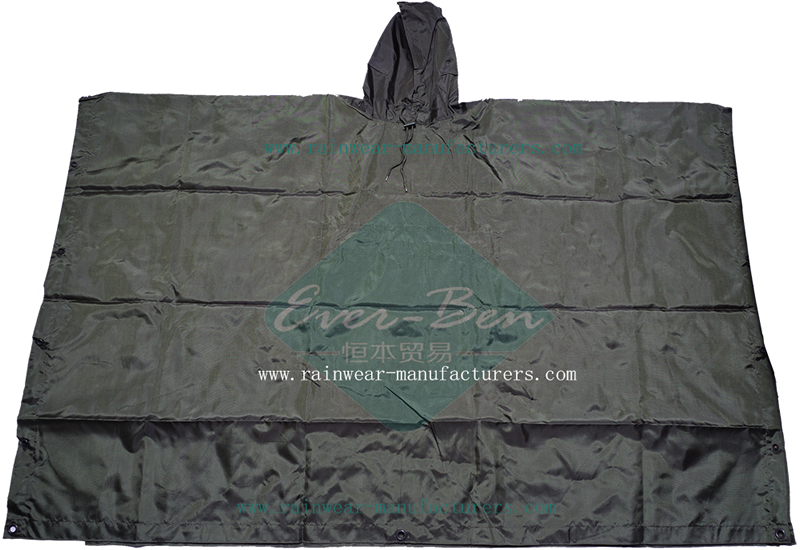 Nylon military poncho-Olive Green Rain Poncho for army-mens waterproof poncho-heavy duty rain poncho